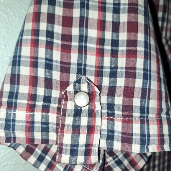 Lions Crest Western Pearl Snaps Gingham Plaid Shirt size Medium - Picture 4 of 5